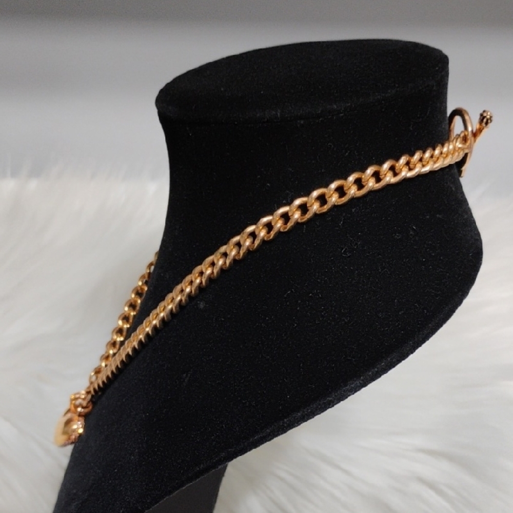 Juicy Couture Vtg Gold-Tone Pave Heart Pendant Chain Necklace - Picture 4 of 13
